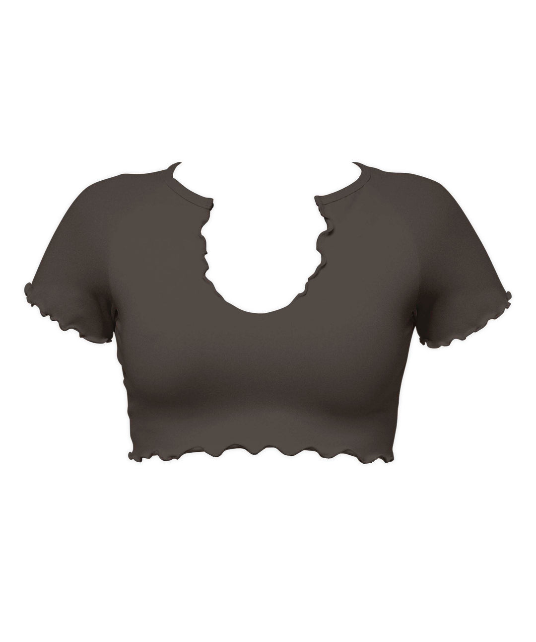 BSWS-T101 Lettuce Edge U-neck Cropped Tankini
