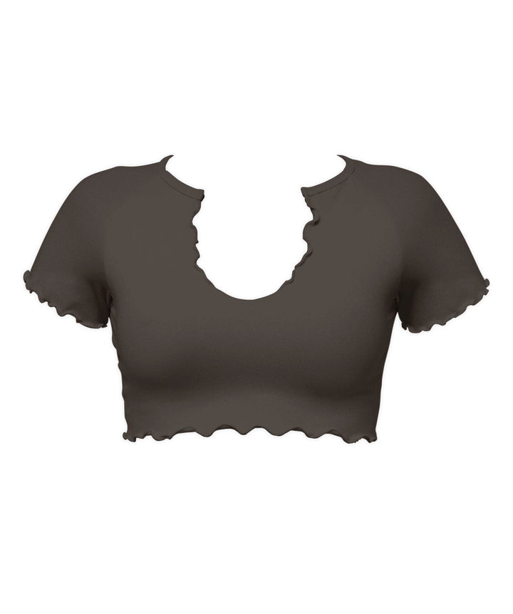 BSWS-T101 Lettuce Edge U-neck Cropped Tankini