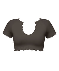 BSWS-T101 Lettuce Edge U-neck Cropped Tankini