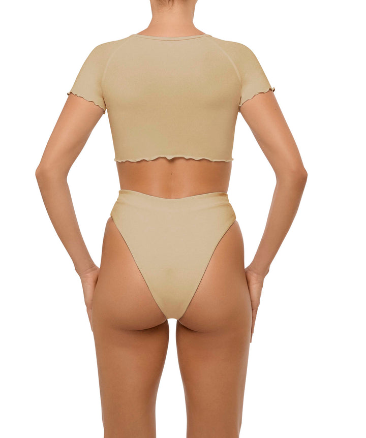 BSWS-T101 Lettuce Edge U-neck Cropped Tankini