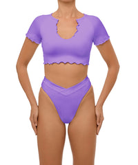 BSWS-T101 Lettuce Edge U-neck Cropped Tankini