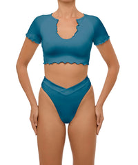 BSWS-T101 Lettuce Edge U-neck Cropped Tankini