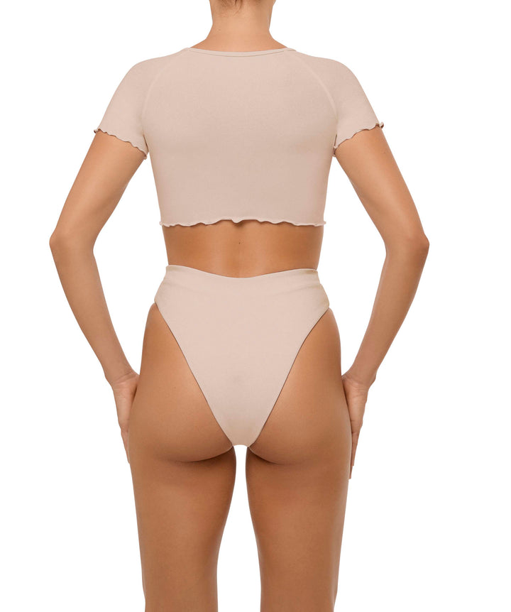BSWS-T101 Lettuce Edge U-neck Cropped Tankini