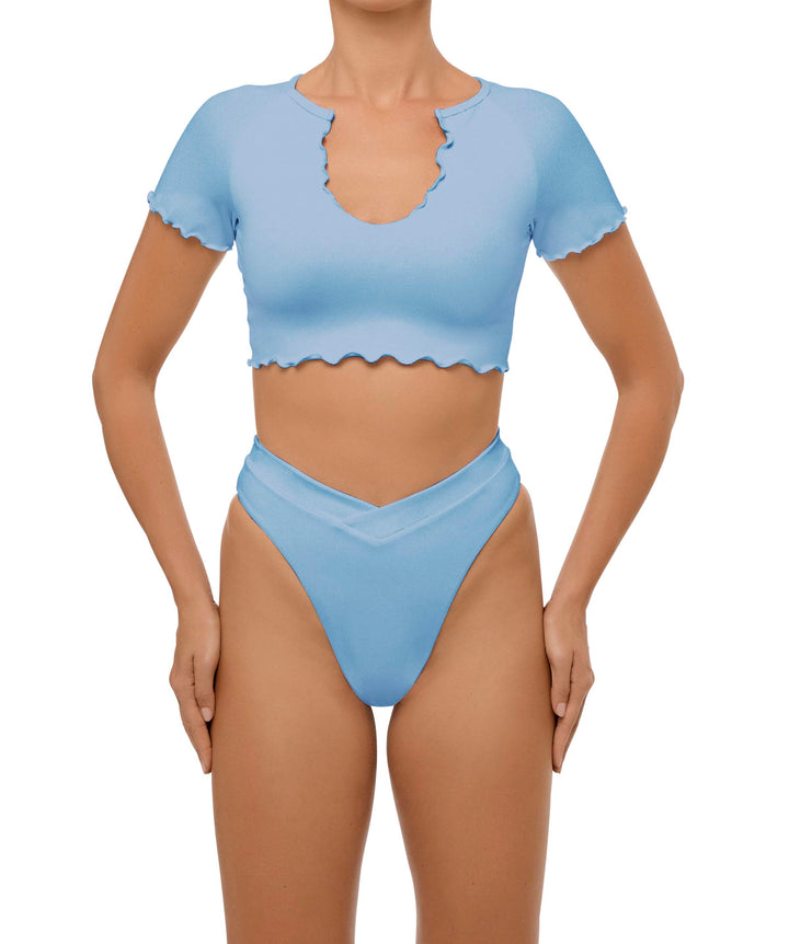 BSWS-T101 Lettuce Edge U-neck Cropped Tankini