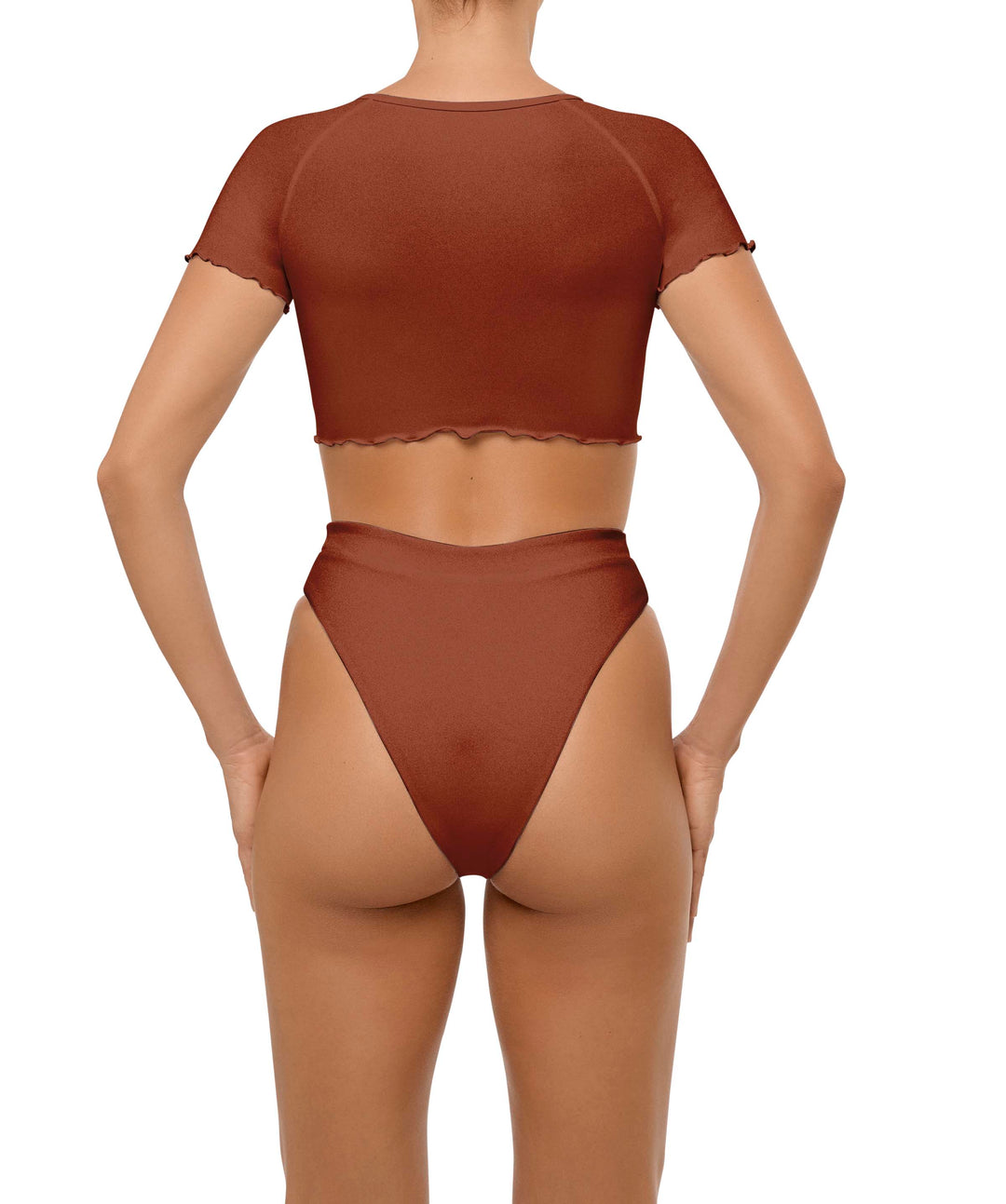 BSWS-T101 Lettuce Edge U-neck Cropped Tankini