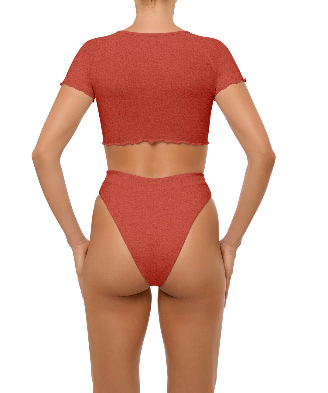 BSWS-T101 Lettuce Edge U-neck Cropped Tankini