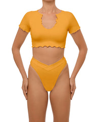 BSWS-T101 Lettuce Edge U-neck Cropped Tankini