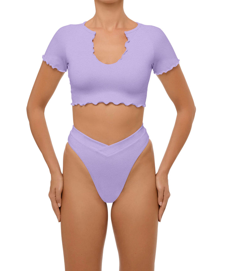 BSWS-T101 Lettuce Edge U-neck Cropped Tankini