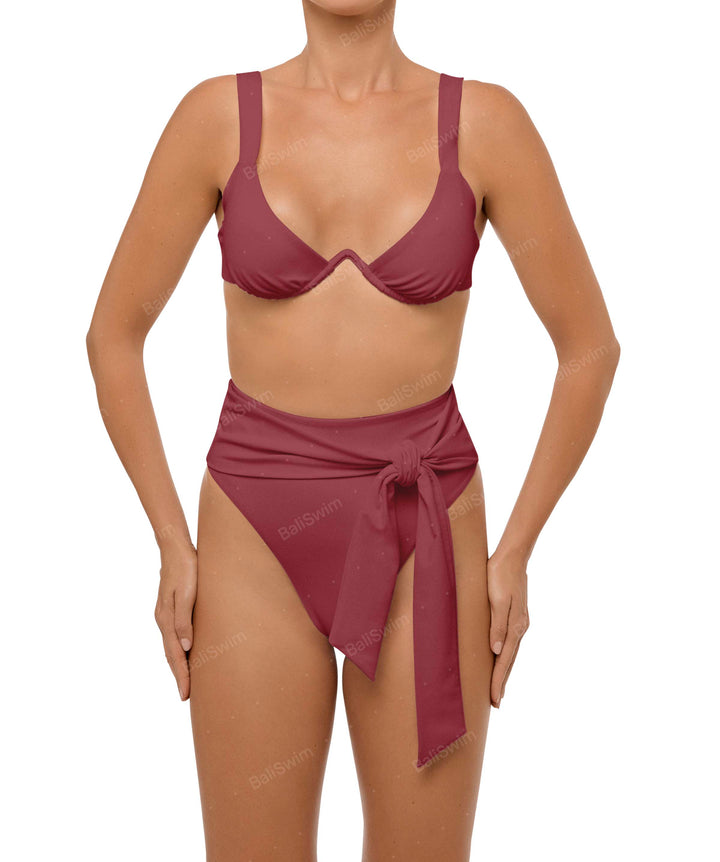 BSWS-B106 Waist Tie High Rise Bikini Bottom