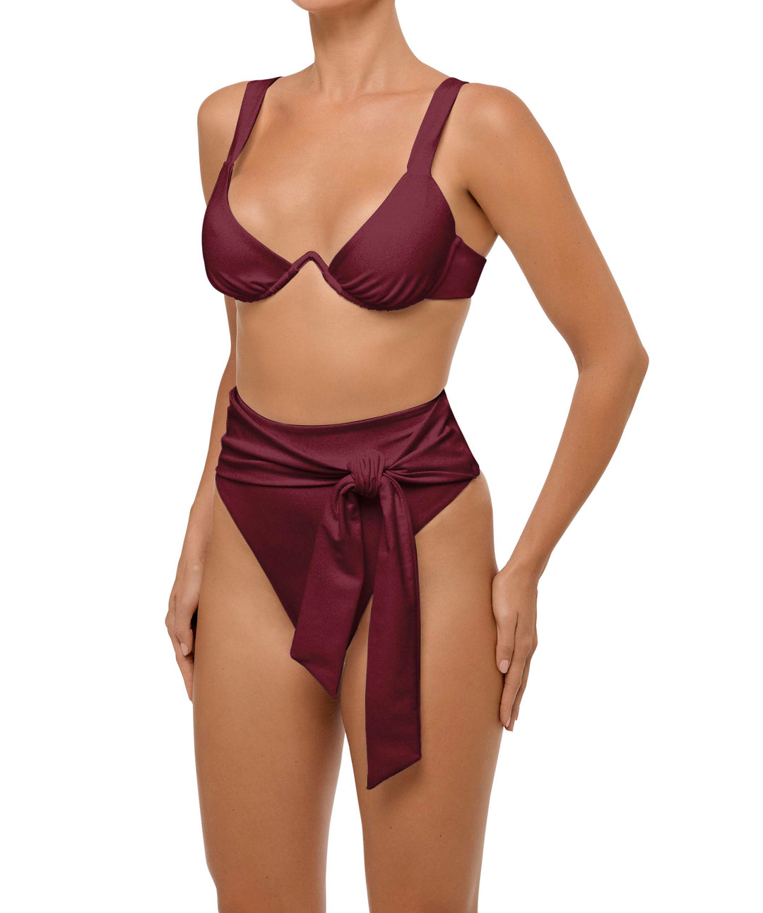BSWS-B106 Waist Tie High Rise Bikini Bottom