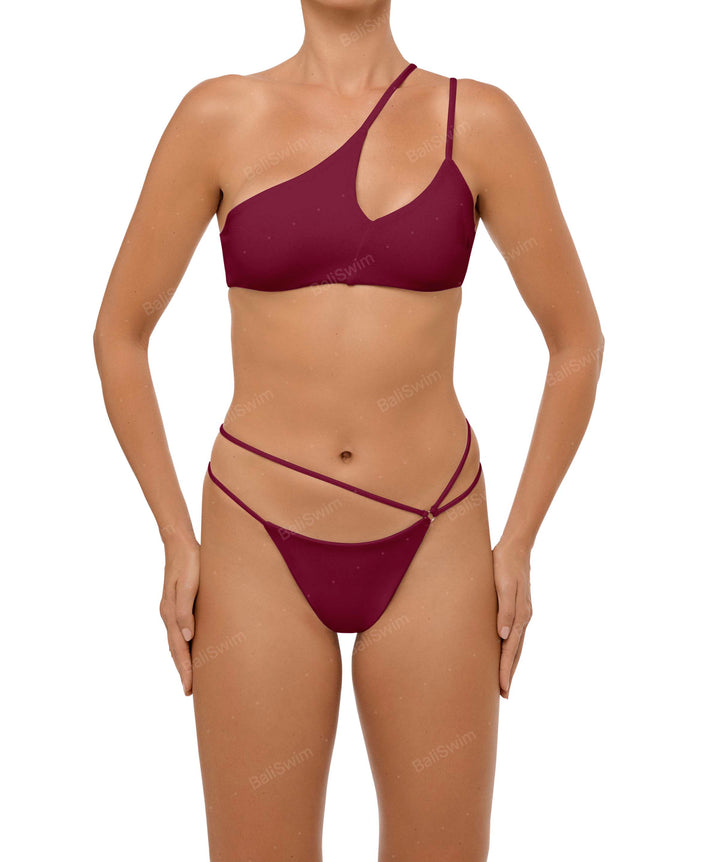 BSWS-T111 Asymmetric Double Straps Bikini Top