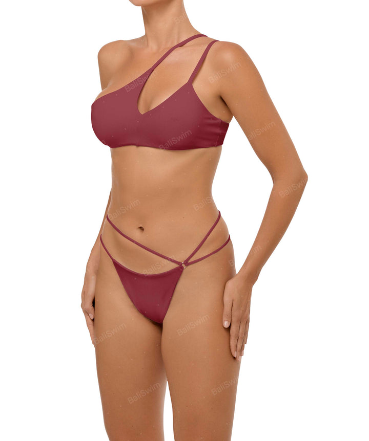 BSWS-T111 Asymmetric Double Straps Bikini Top