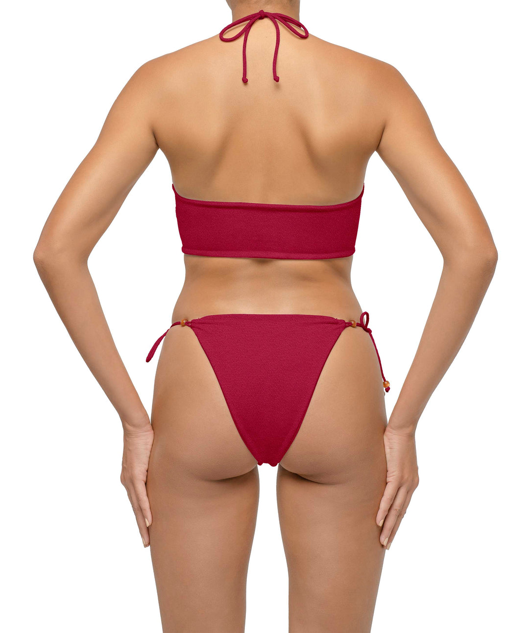 BSWS-T121 Cross-strap Beaded Bikini Top
