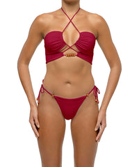 BSWS-T121 Cross-strap Beaded Bikini Top