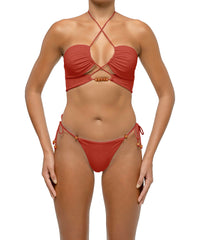 BSWS-T121 Cross-strap Beaded Bikini Top
