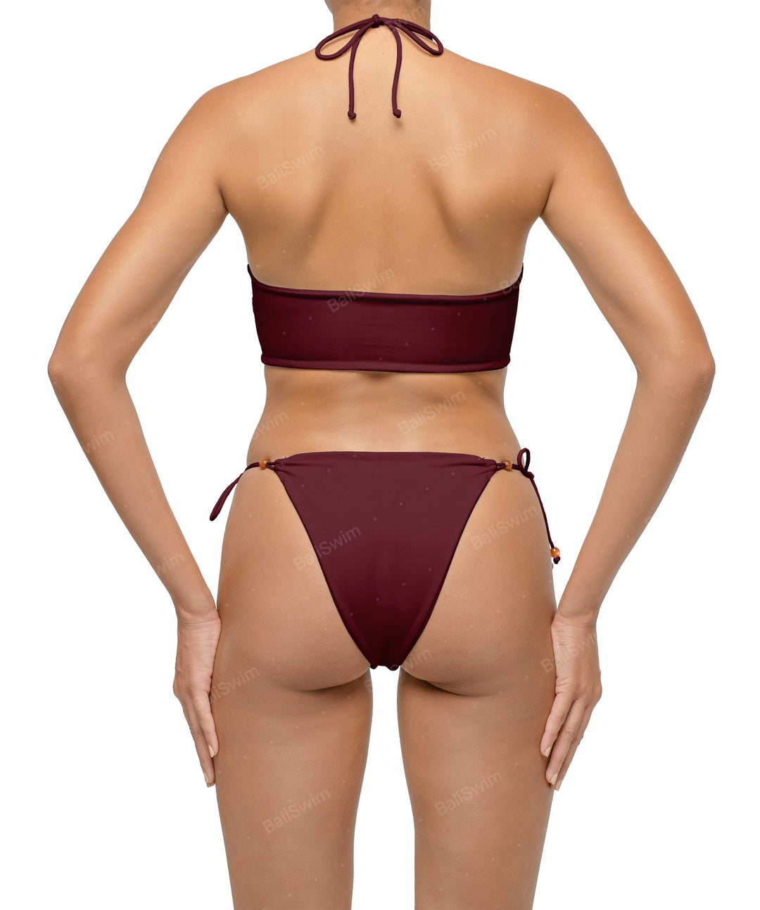 BSWS-T121 Cross-strap Beaded Bikini Top