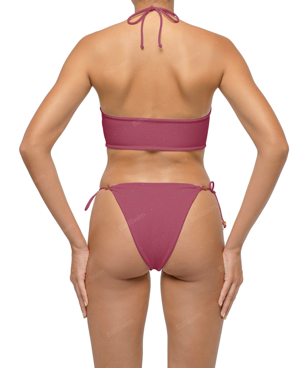 BSWS-T121 Cross-strap Beaded Bikini Top