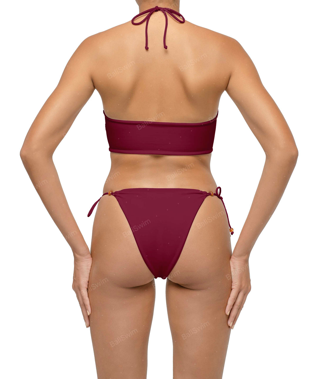 BSWS-T121 Cross-strap Beaded Bikini Top