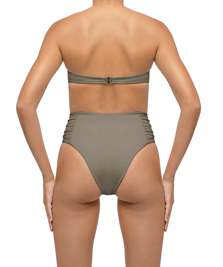 BSWS-B127 Side Shirred Paneled High Waisted Bikini Bottom