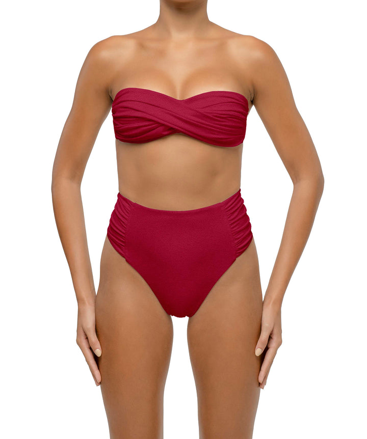 BSWS-T127 Shirred Twisted Front Bandeau Top