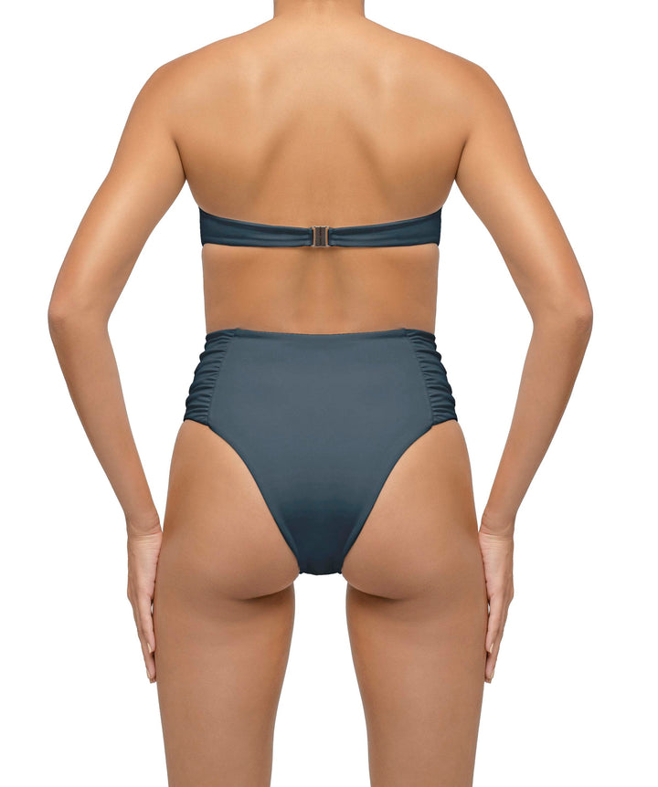 BSWS-B127 Side Shirred Paneled High Waisted Bikini Bottom