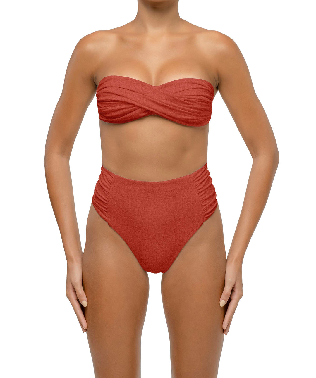 BSWS-T127 Shirred Twisted Front Bandeau Top