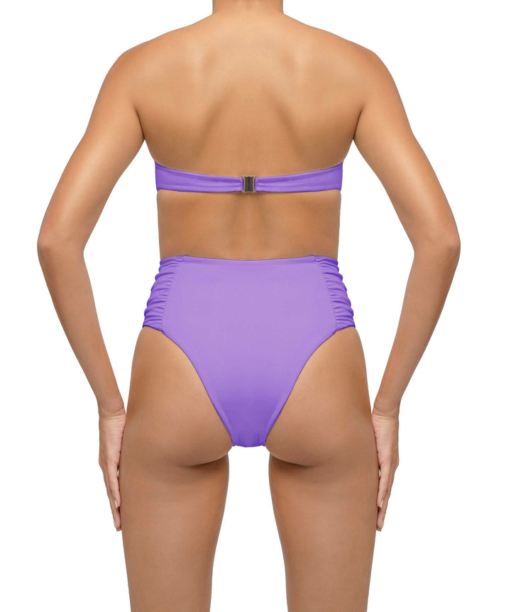 BSWS-B127 Side Shirred Paneled High Waisted Bikini Bottom