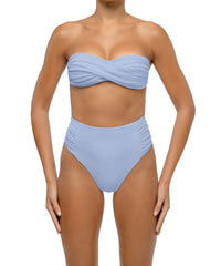 BSWS-B127 Side Shirred Paneled High Waisted Bikini Bottom