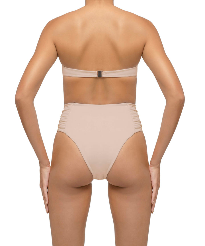 BSWS-B127 Side Shirred Paneled High Waisted Bikini Bottom