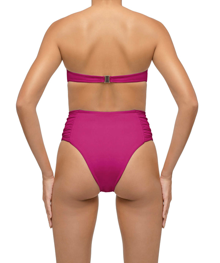 BSWS-B127 Side Shirred Paneled High Waisted Bikini Bottom