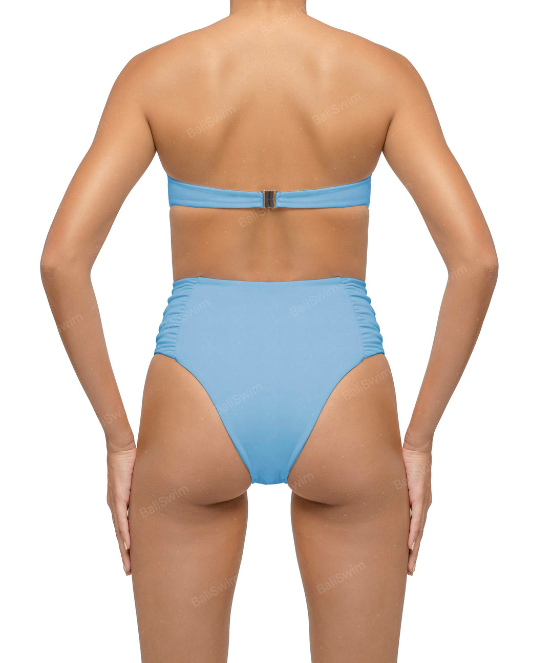 BSWS-B127 Side Shirred Paneled High Waisted Bikini Bottom