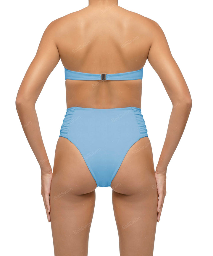 BSWS-B127 Side Shirred Paneled High Waisted Bikini Bottom