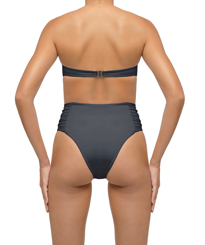 BSWS-B127 Side Shirred Paneled High Waisted Bikini Bottom