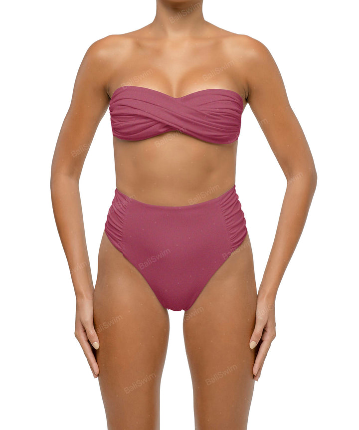 BSWS-B127 Ruched High Waist Bikini Bottom