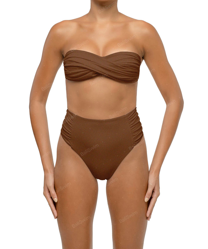 BSWS-B127 Ruched High Waist Bikini Bottom