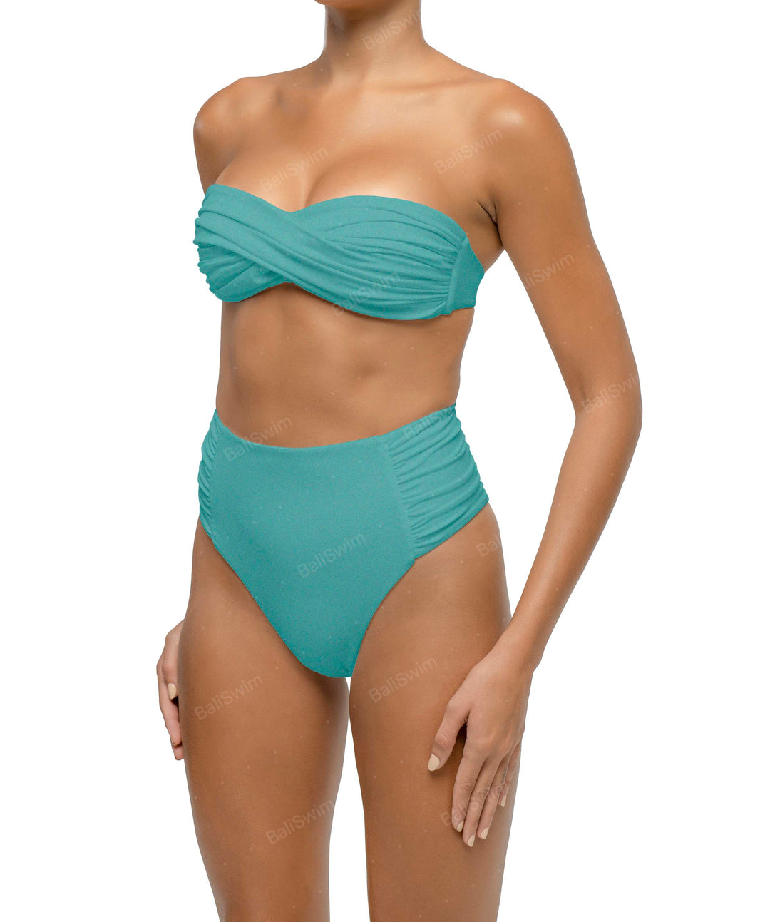 BSWS-B127 Ruched High Waist Bikini Bottom