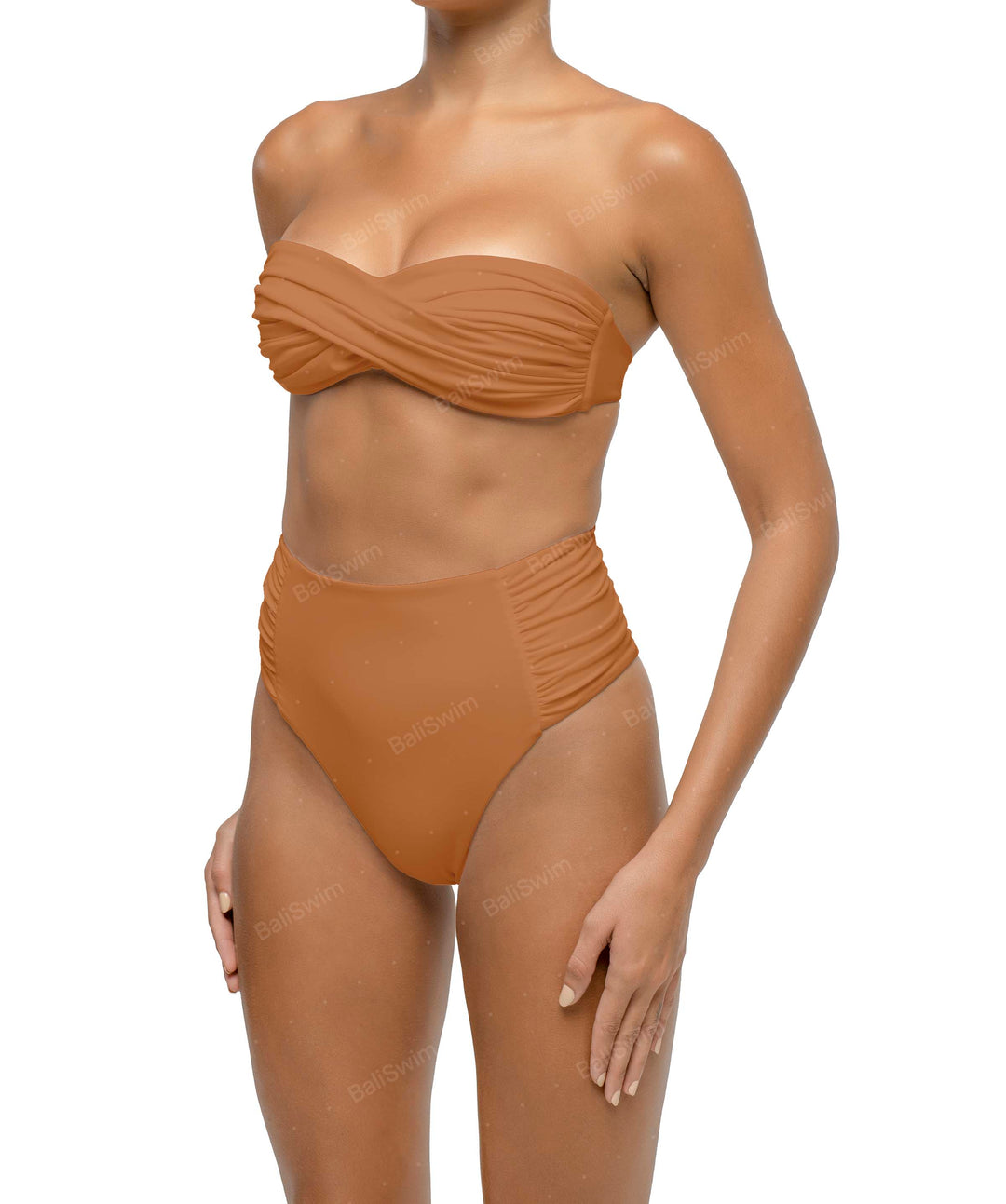 BSWS-B127 Ruched High Waist Bikini Bottom