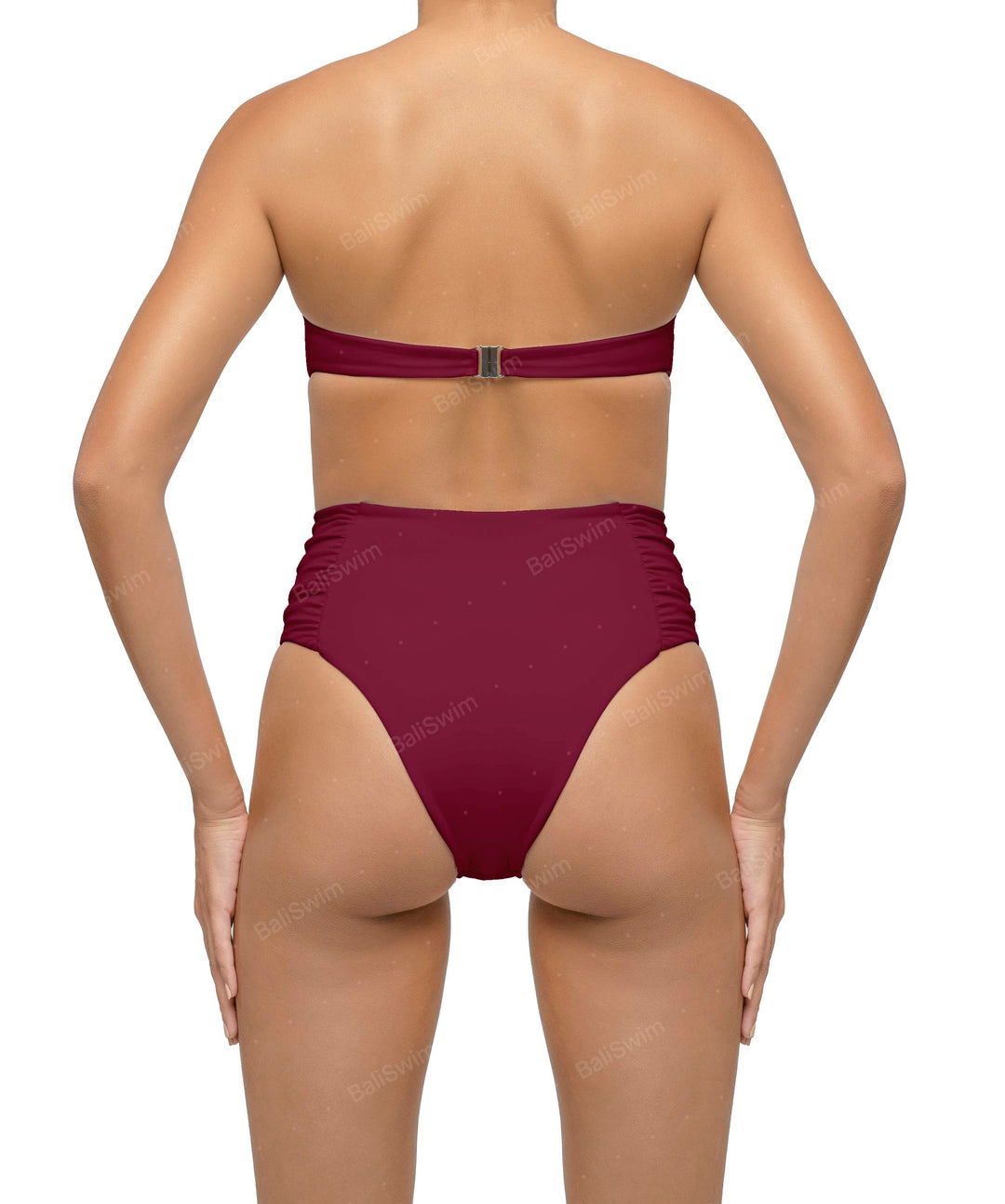 BSWS-B127 Ruched High Waist Bikini Bottom