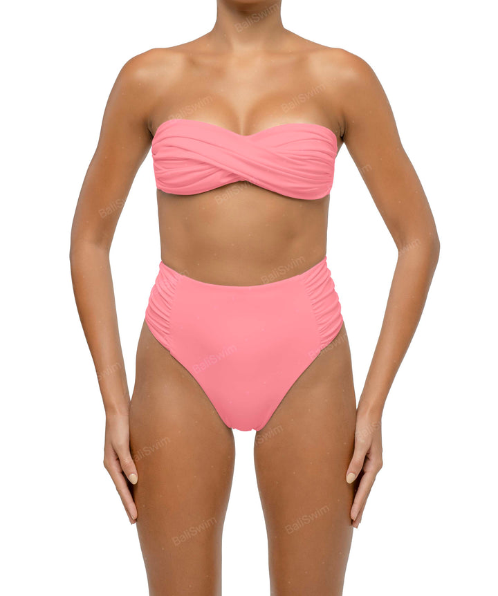 BSWS-B127 Ruched High Waist Bikini Bottom