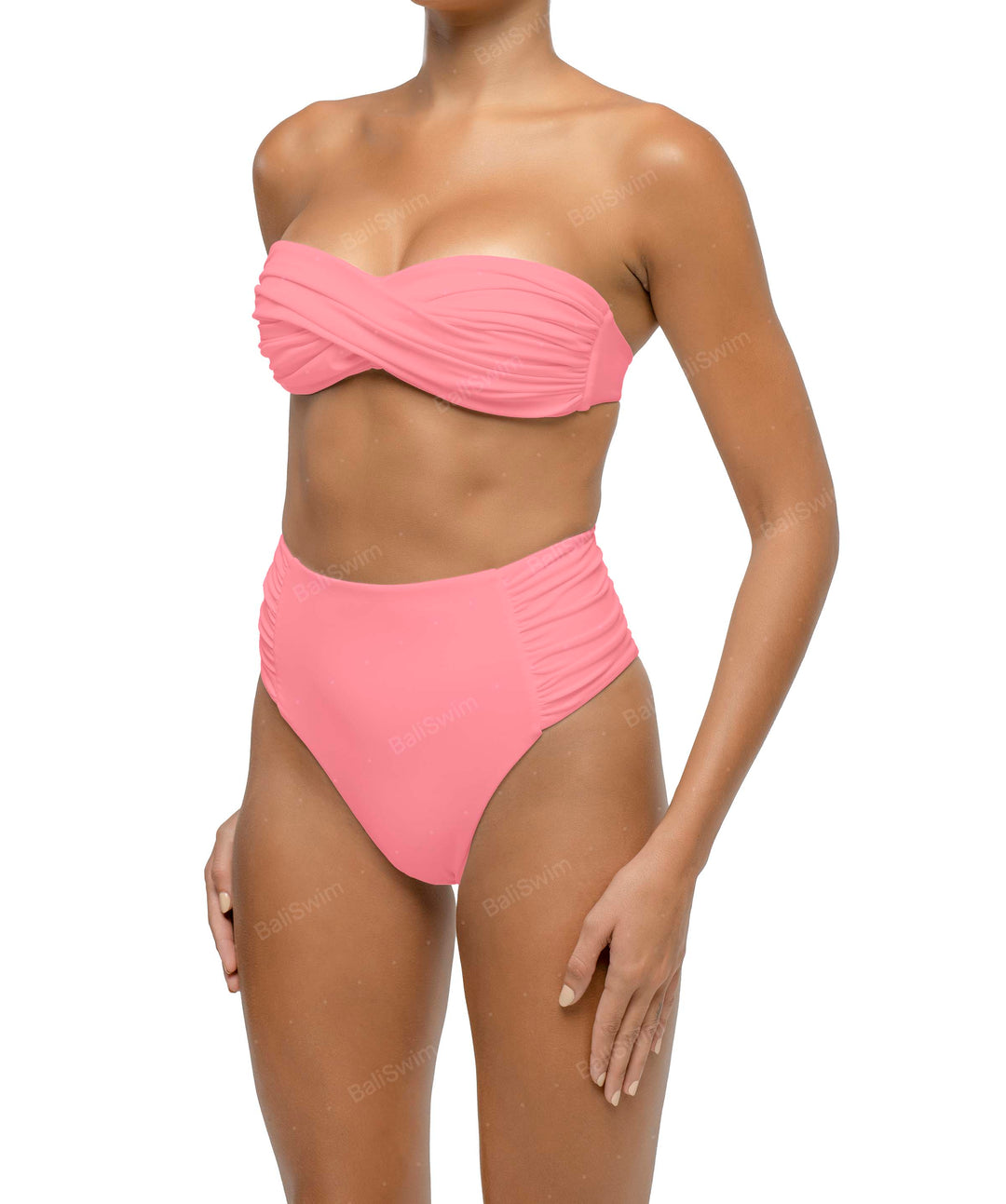 BSWS-B127 Ruched High Waist Bikini Bottom