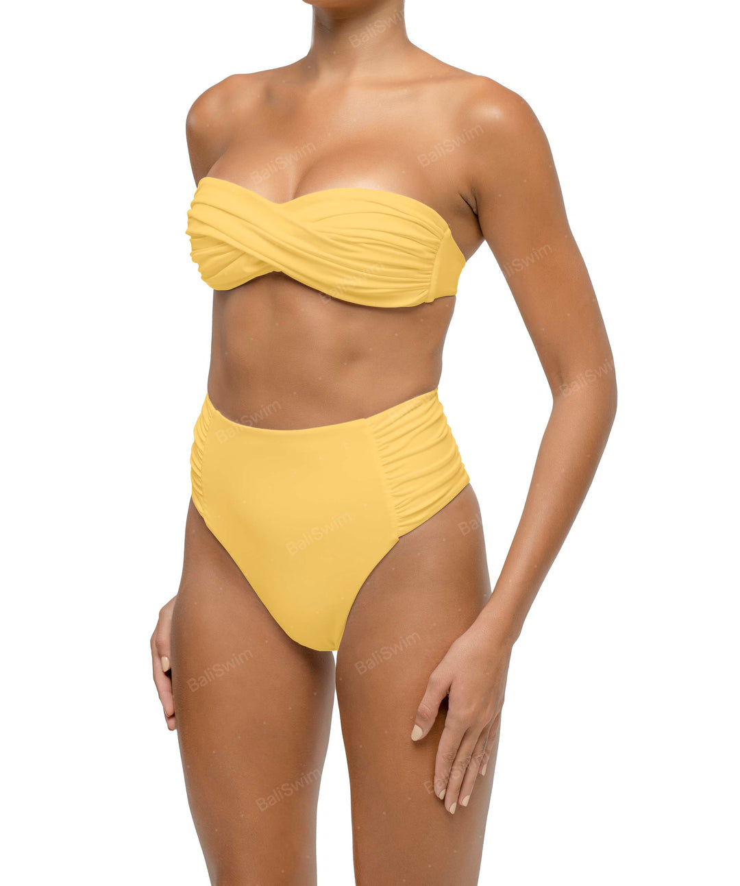BSWS-B127 Ruched High Waist Bikini Bottom