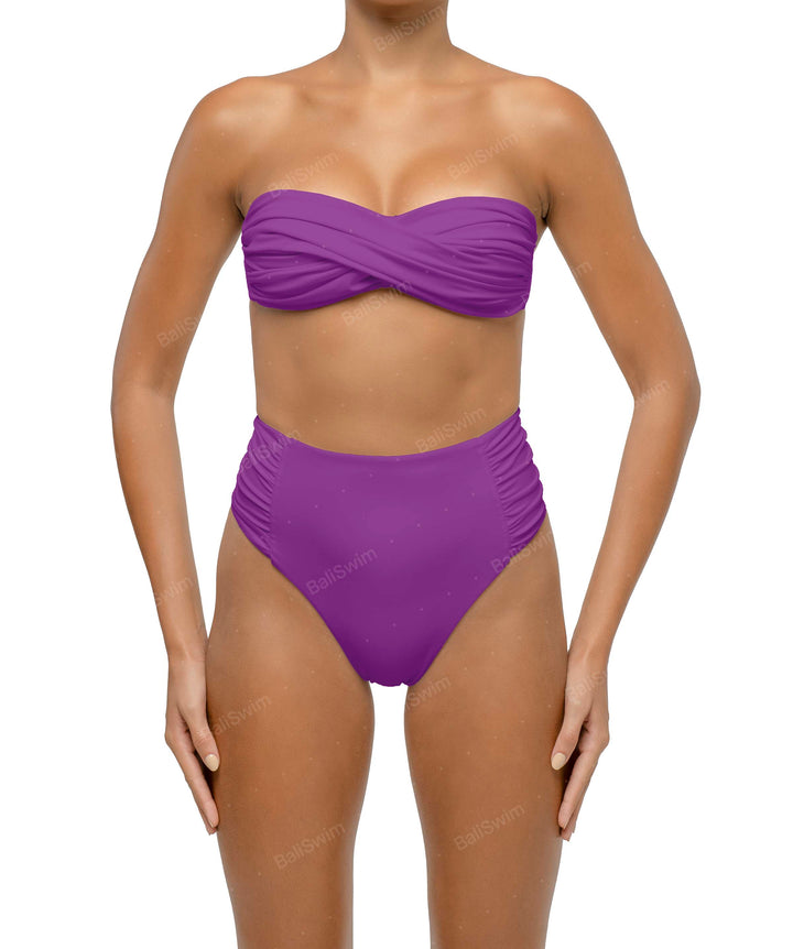 BSWS-B127 Ruched High Waist Bikini Bottom