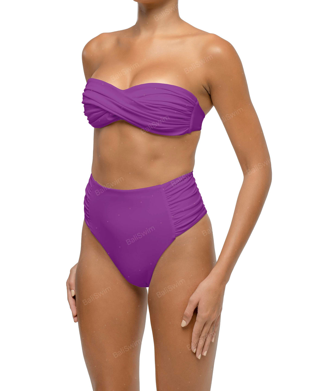 BSWS-B127 Ruched High Waist Bikini Bottom