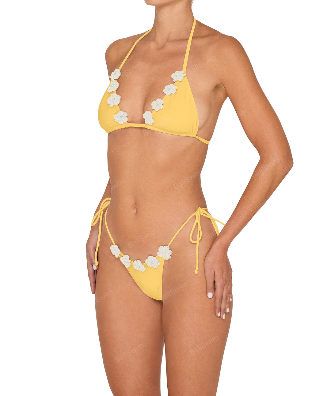 BSWS-B146 Tie Side Flower Crochet Cheeky Bottom
