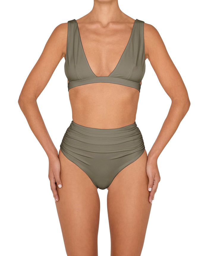 BSWS-B150 Side Shirred High Waisted Bikini Bottom