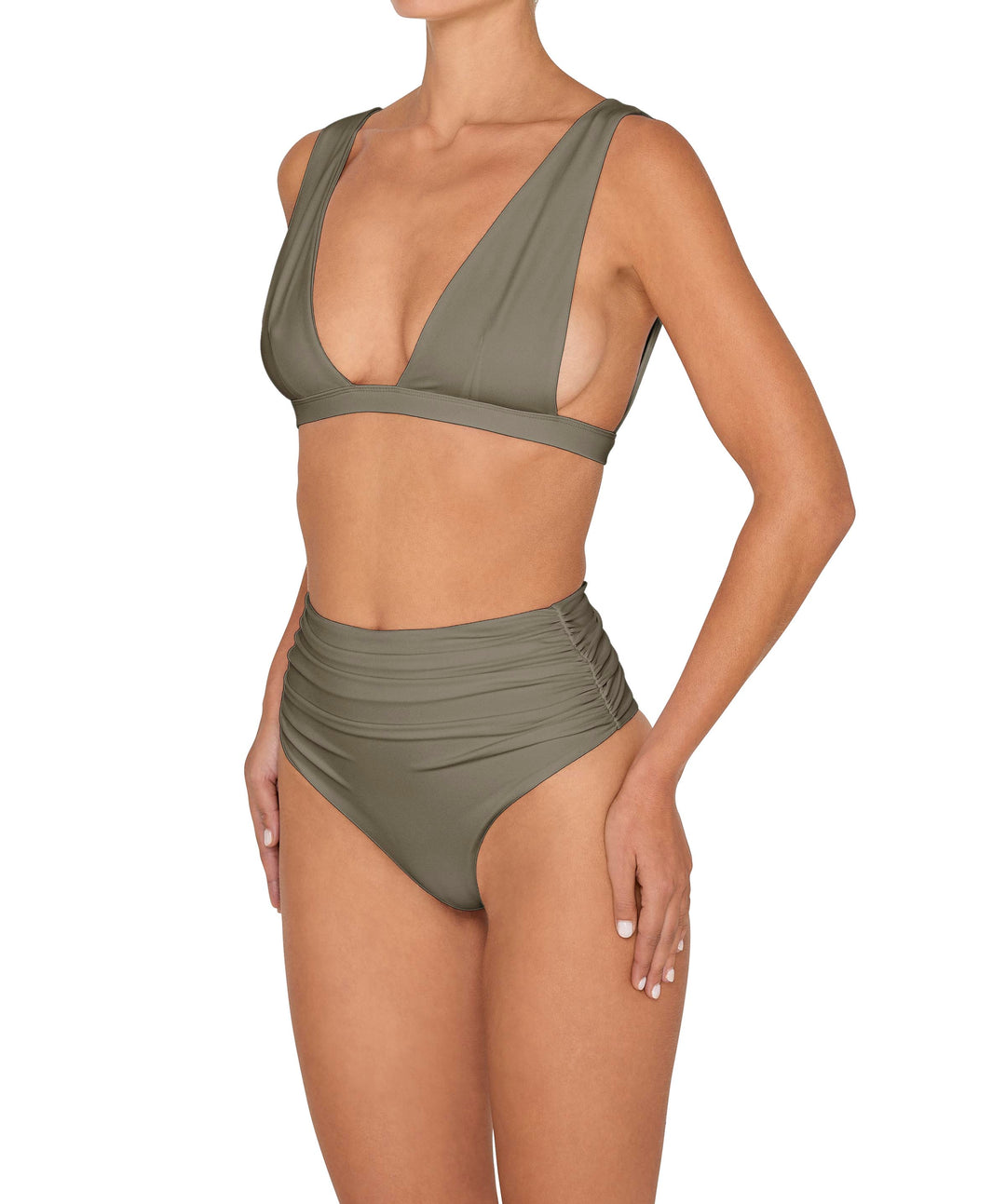BSWS-B150 Side Shirred High Waisted Bikini Bottom