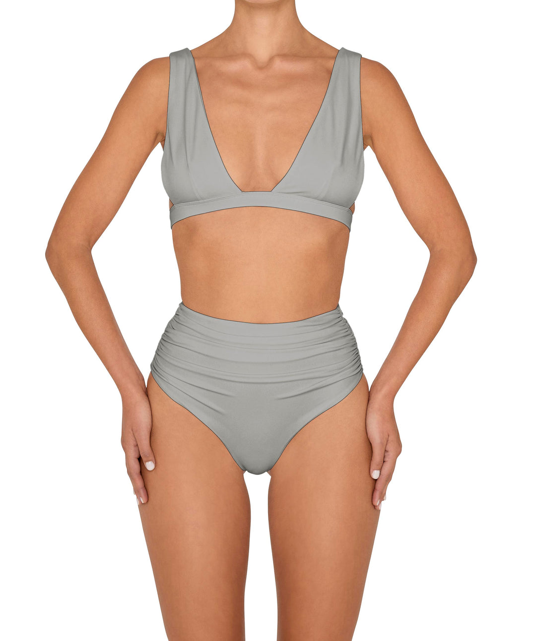 BSWS-B150 Side Shirred High Waisted Bikini Bottom