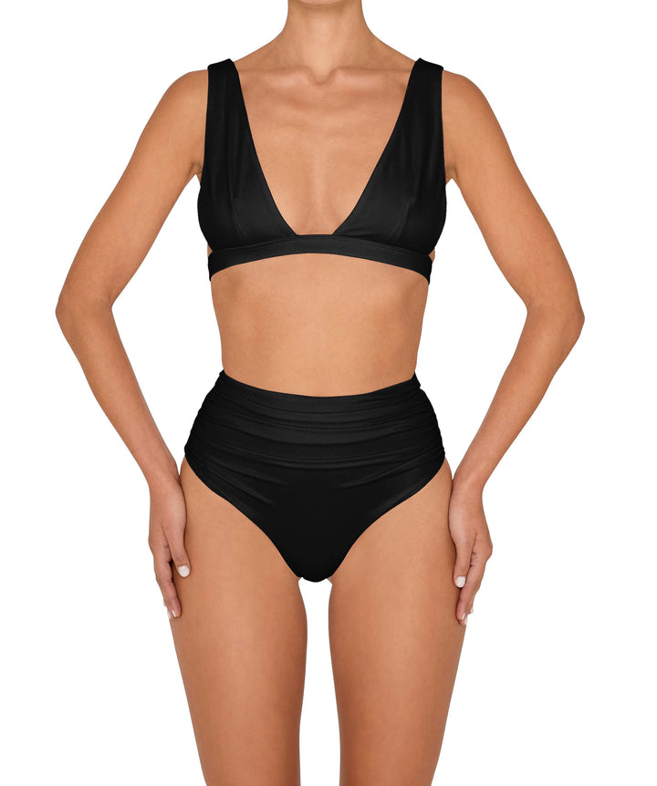 BSWS-B150 Side Shirred High Waisted Bikini Bottom
