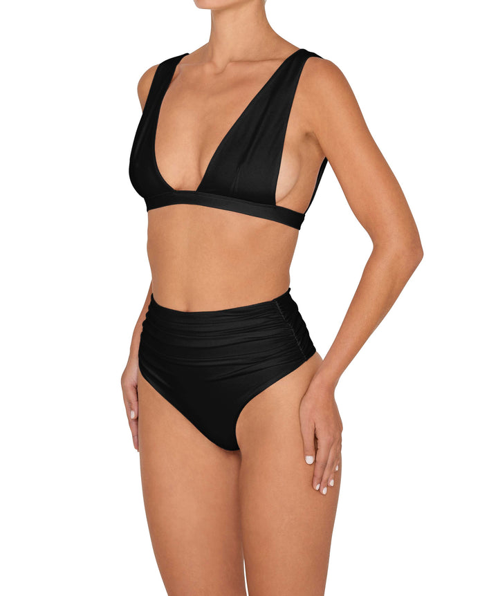 BSWS-B150 Side Shirred High Waisted Bikini Bottom