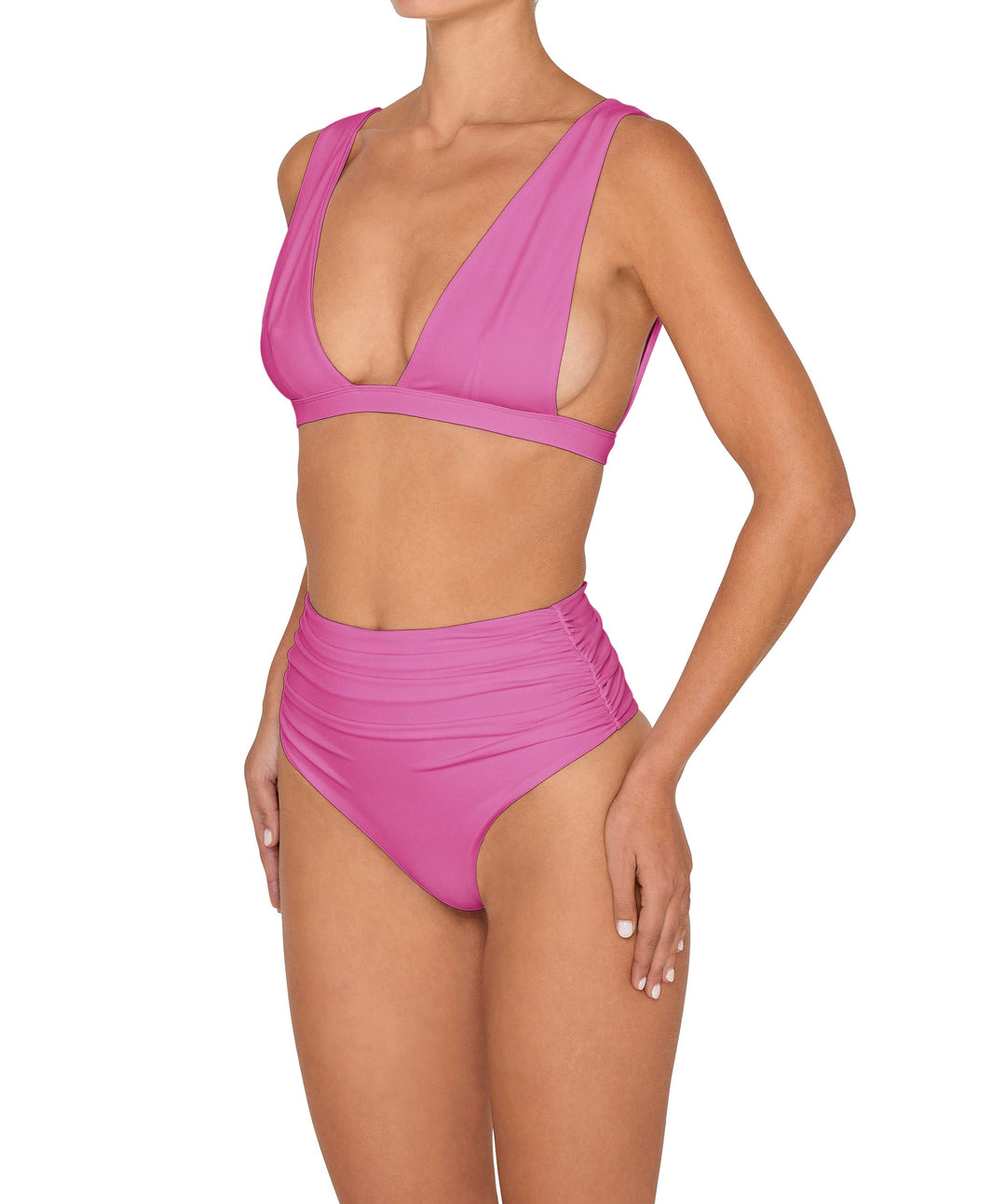 BSWS-B150 Side Shirred High Waisted Bikini Bottom
